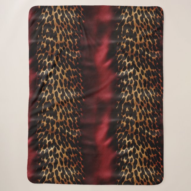 Red Gold Faux Cowgirl Southwest Cowhide Sherpa Blanket (Front)