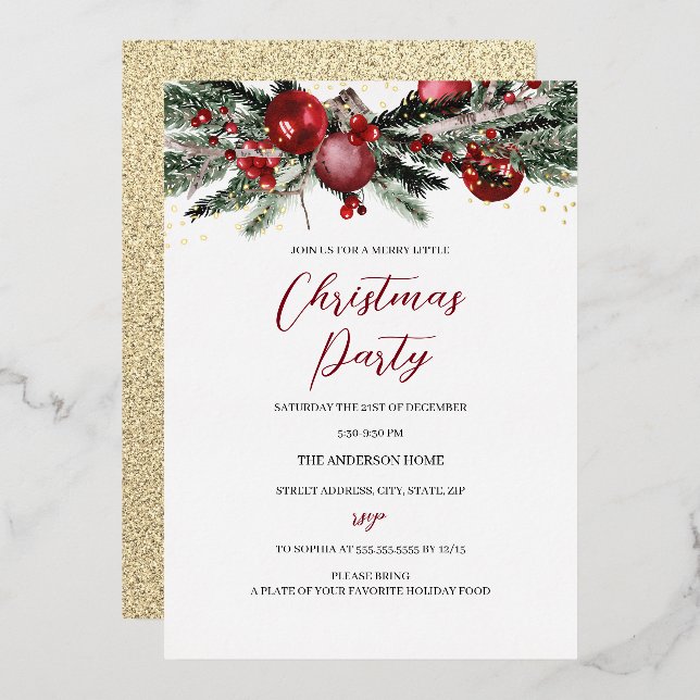 Red Gold Festive Foliage Christmas Party (Front/Back)