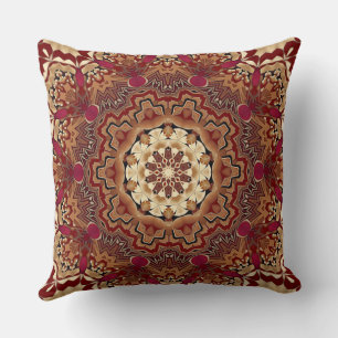 Red Gold Floral Holiday Throw Pillow