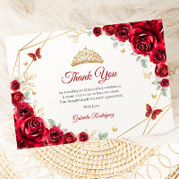 Red Gold Floral Quinceanera