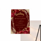 Red Gold Floral Rose Quinceanera Sign Welcome