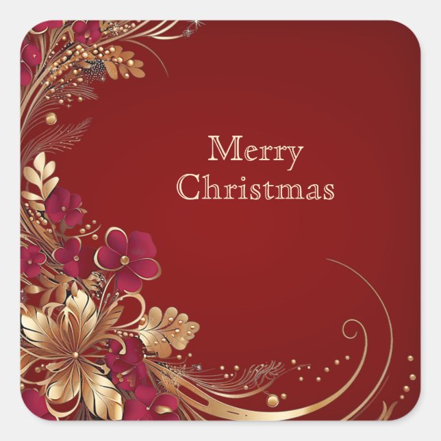 Red Gold Floral Sticker (Front)