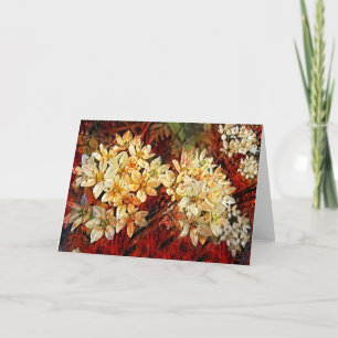 Red Gold Flowers Art Note Card
