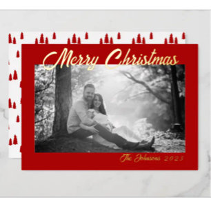 Red Gold Foil Christmas Tree Pattern Card