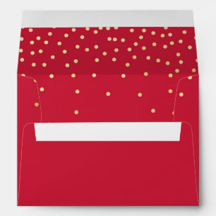 Red & Gold Foil Confetti Dots Invitation Envelope