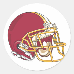 Red & Gold Football Helmet Classic Round Sticker