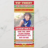 RED & GOLD FOOTBALL PHOTO TICKET INVITATION