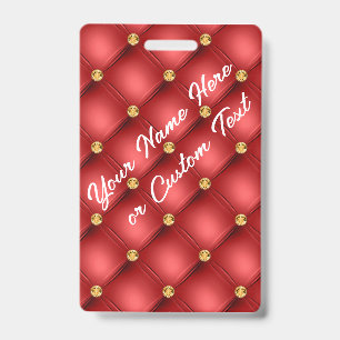 Red Gold Gemstone Custom Text Name Badge Template