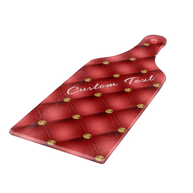 Red Gold Gemstone Cutting Board with Custom Text (Corner)