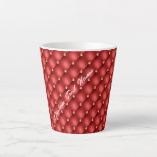 Red Gold Gemstone Latte Mug with Custom Text