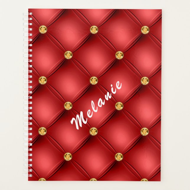 Red Gold Gemstone Planner with Custom Text (Front)