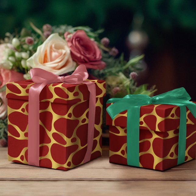 Red & gold Giraffe Pattern Wrapping Paper (Creator Uploaded)