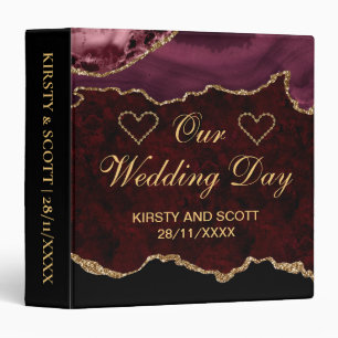 Red & Gold Glitter Agate Wedding Photo Album Binder