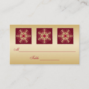 Red, Gold Glitter LOOK Snowflakes Placecards