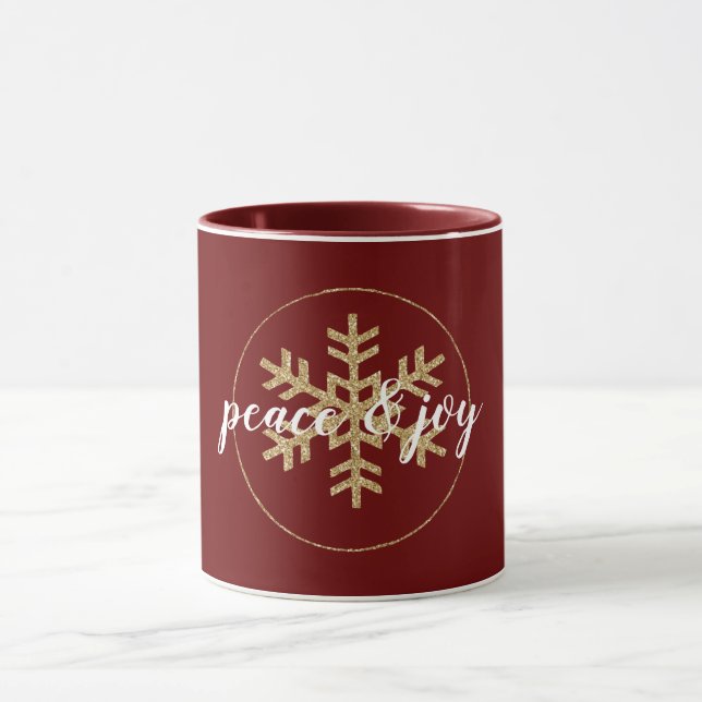 Red Gold Glitter Snowflake Mug (Center)
