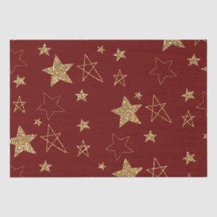 Red Gold Glitter Stars Tissue Paper
