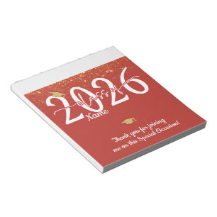 Red Gold Graduation Candy Bar Wraps Party Favor Notepad
