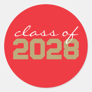 Red & Gold Graduation Classic Round Stickers