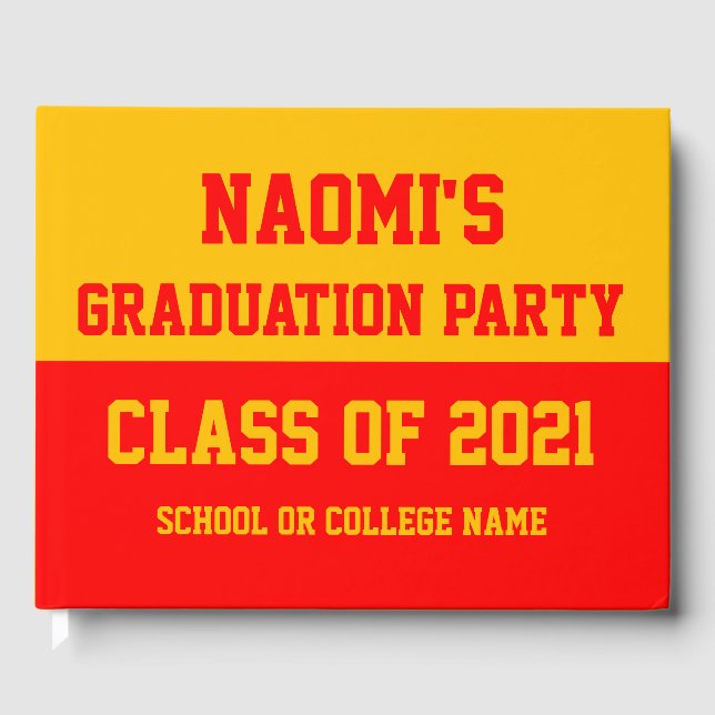 Red & Gold Graduation Party Class of 2024 Guest Book (Front)