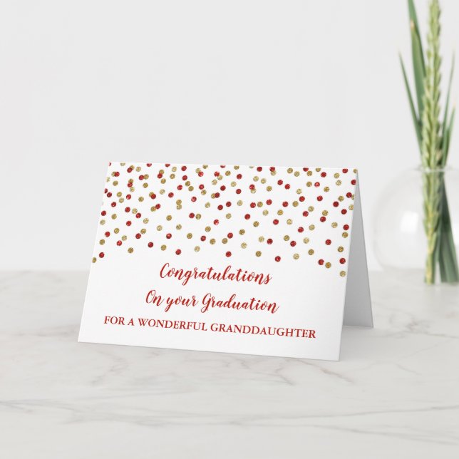 Red Gold Granddaughter Graduation Card (Front)