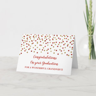 Red Gold Grandniece Congratulations Graduation Card