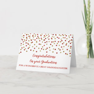 Red Gold Great Granddaughter Graduation Card