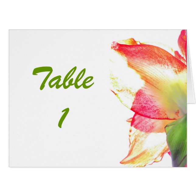 Red Gold Green Amaryllis Abstract Table Number (Front Horizontal)