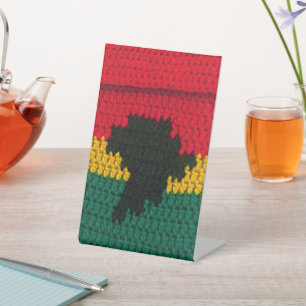 Red Gold Green Black Africa Designer Crochet Print Pedestal Sign