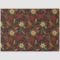 Red Gold Green Christmas Florals Decoupage