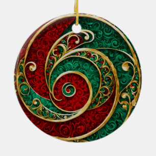 Red Gold Green Christmas Holiday Ornament
