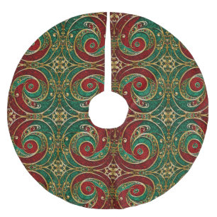 Red Gold Green Christmas Holiday Tree Skirt