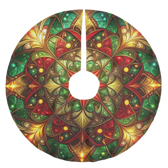 Red Gold Green Decorative Tree Skirt (Front)