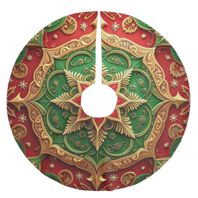 Red Gold Green Decorative Tree Skirt (Front)