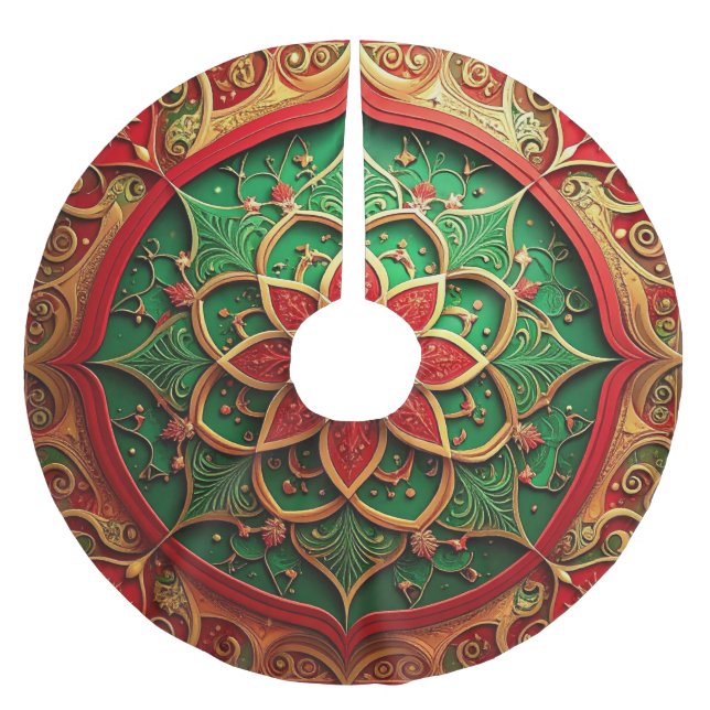 Red Gold Green Decorative Tree Skirt (Front)