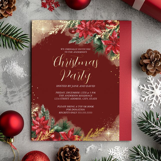 Red Gold Green Foliage Christmas Party (Creator Uploaded)