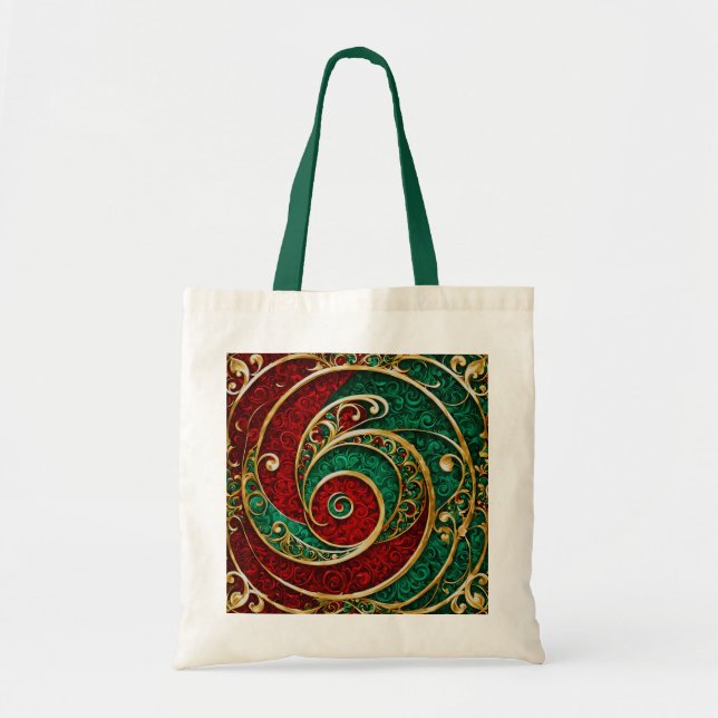 Red Gold Green Holiday Tote Bag (Front)