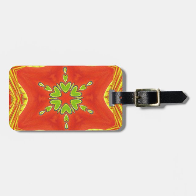 Red Gold Green Mandala Art Print Luggage Tag (Front Horizontal)