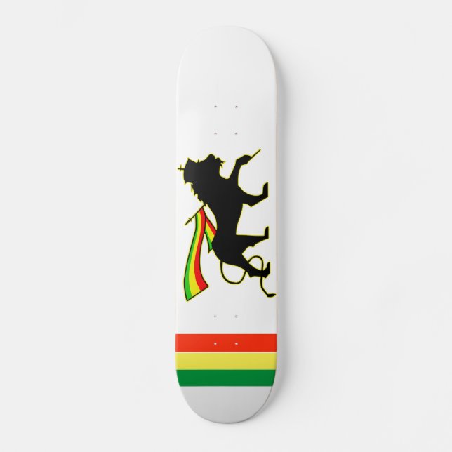 Red, Gold & Green Rasta Lion Skateboard (Front)