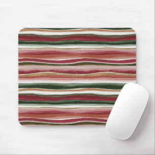 Red Gold Green White Pink Stripes Mouse Pad