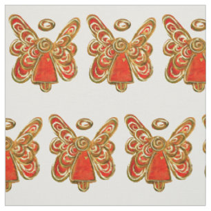 Red Gold Guardian Angel Art Fabric Material
