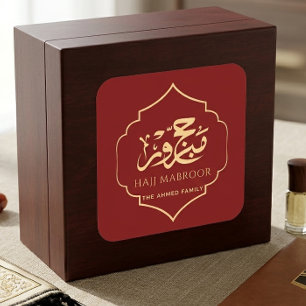 Red Gold Hajj Mabroor Sticker Personalized Favor