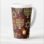 Red & Gold Hanukkah Menorah Latte Mug<br><div class="desc">*Customize with your text.</div>