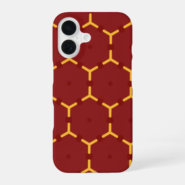  Red & Gold Hexagon Geometric Pattern Phone Case (Back)