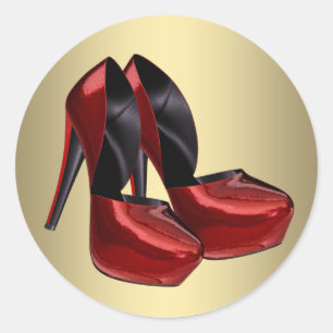Red Gold High Heel Shoe Stickers