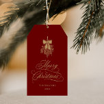 Red & Gold Holly Berry Bouquet Romantic Christmas Gift Tags<br><div class="desc">This Christmas gift tag features elegant and romantic swirly calligraphy lettering with a winter holly berry bouquet,  and a simple pine tree pattern on the back. For more advanced customization of this design,  please click the BLUE DESIGN TOOL BUTTON above!</div>