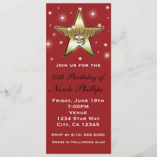 Red & Gold Hollywood Star Retro Invitation