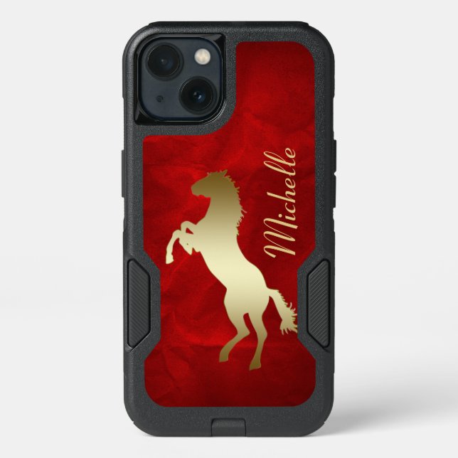 Red Gold Horse Otterbox iPhone Case (Back)