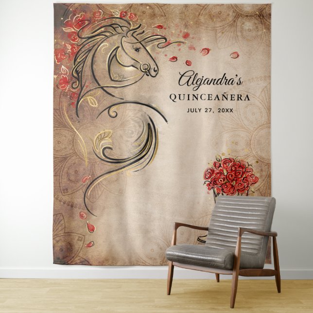 Red Gold Horse Russe Photo fond tapisseries (En situation)