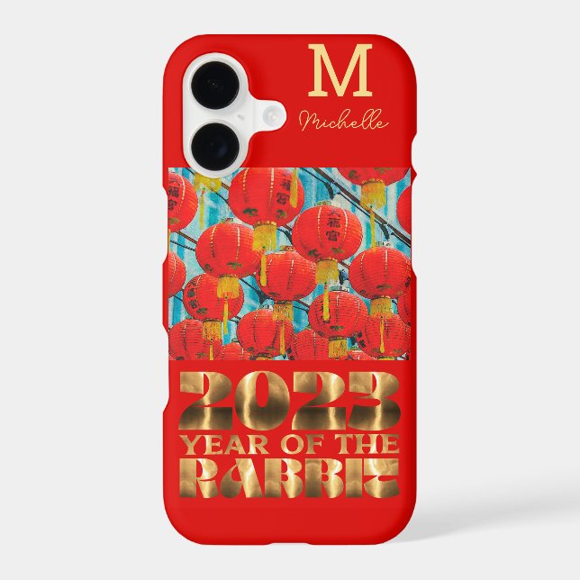 Red Gold Initial Monogram Lunar New Year of Rabbit (Back)