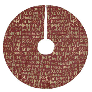 Red Gold Inspirational Words Brushed Polyester Tree Skirt